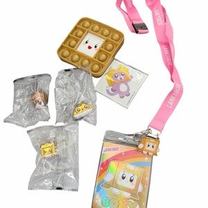 Lanky box lot! Lanyard, 3 character, 1 pop it pad, and stickers! All new!